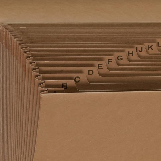 Smead Expanding File with Flap and Cord Closure, 21 Pockets, Alphabetic (A-Z), Letter Size, Kraft (70121) - Image 3