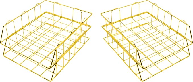 Gold Stackable W 9.75" X L 12" Desk Organizer Tray Set (4-Tier) - Image 3