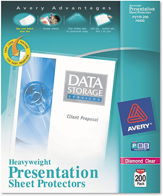 Avery 74400 Heavyweight Sheet Protectors, Letter Size, Diamond Clear, 200/BX by Avery