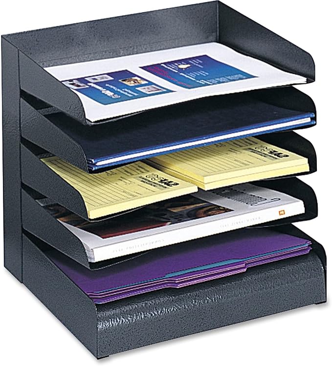 Safco 3127BL Steel Desk Organizer Tray Sorter with 5 Shelves, Black by SafcoProducts