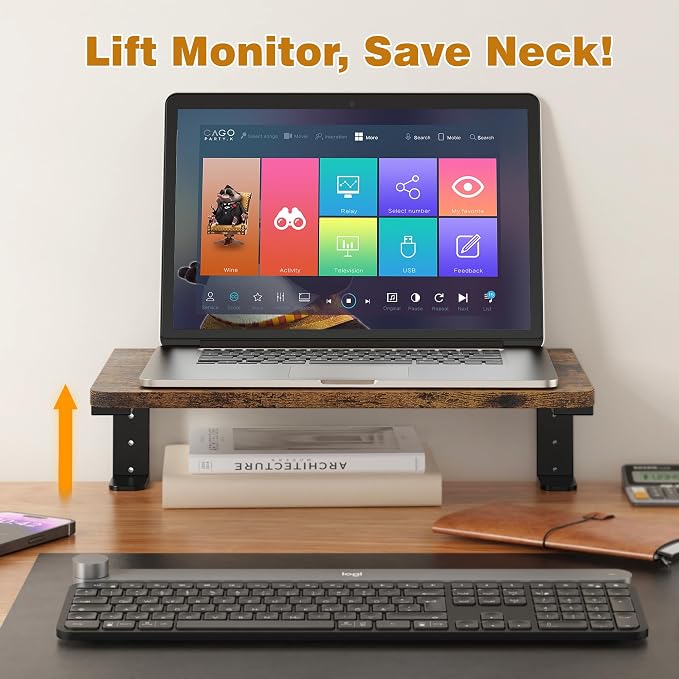 Desk Extender, 15-inch Clamp-On Desk Shelf, Height-Adjustable Desktop Shelf Organizer for Monitors Office and Gaming Accessories, Arm Support Table Extension, 44lbs Heavy Duty, Dark Brown - Image 3