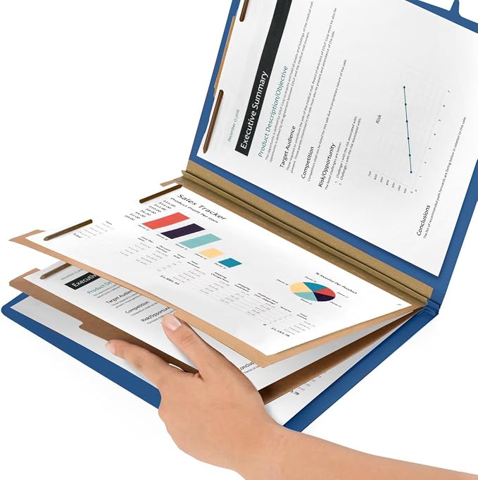 Blue Summit Supplies 30 Classification Folders, 2 Divider, Dark Blue | Heavy-duty letter size, 2 in expansion, 2 prong fasteners, 2 dividers, for medical and legal files - Image 3