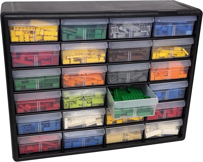 Akro-Mils 24-Drawer Plastic Storage Cabinet | 20" W x 6" D x 16" H | Black | Model 10124 | Garage Organization - Image 10