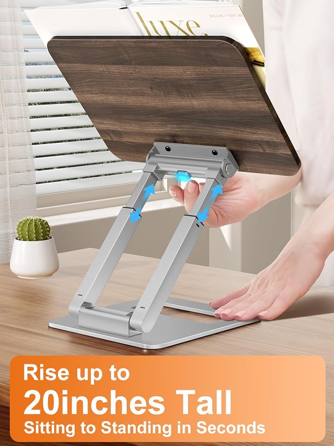 Tounee Book Stand for Reading, Telescopic Book Holder, Adjustable Height Pull Out Design Ergonomic Cookbook Stand with Elastic Page Clips Fits All Books - Image 2