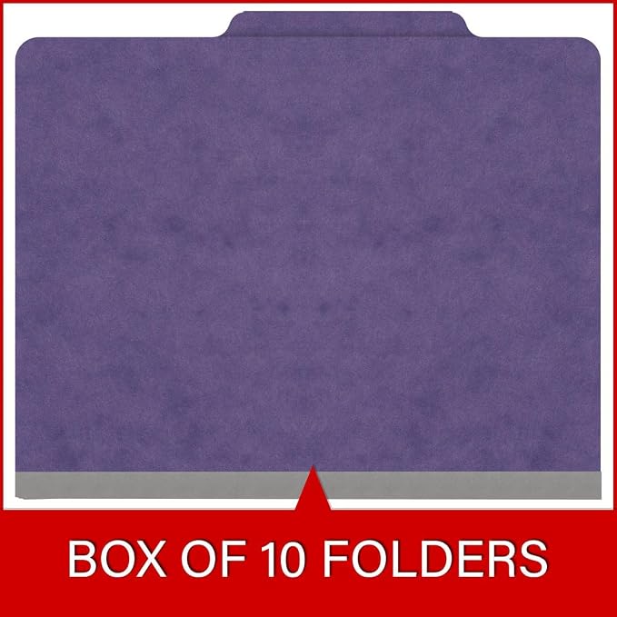 25 Pt. Pressboard Classification Folders, 2/5 Cut ROC Top Tab, Letter Size, No Dividers, Purple (Box of 25) - Image 6