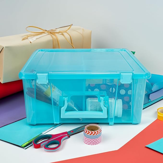 ArtBin 6990AA Super Satchel Double Deep, Portable Art & Craft Organizer with Handle, [1] Plastic Storage Case, Aqua Mist - Image 5