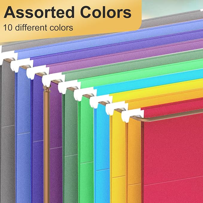 Hanging File Folders, 60 Pack Letter Size Hanging File folders with Tabs, Stay Organized for Your Home and Office Bulk File, Documents and Paper, 10 Colors - Image 3