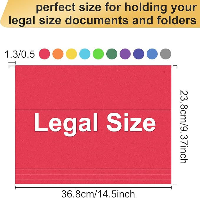 Hanging File Folders Legal Size, 60 Pack File Folders with 1/5 Cut Adjustable tabs, 2" Expansion, Reinforced Hanging Folders Legal Size, Designed for Legal and Law Office File Organization - Image 2
