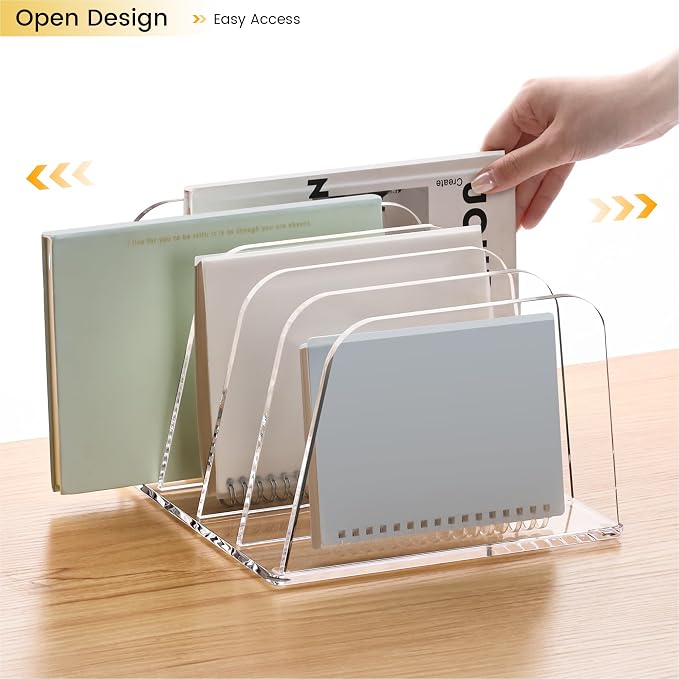 YUXUN Desk File Organizer,5-Section Vertical Clear Acrylic Desk Organizer File Holder Mail Sorter Office Organization for Office Home &Classroom（B5） - Image 5