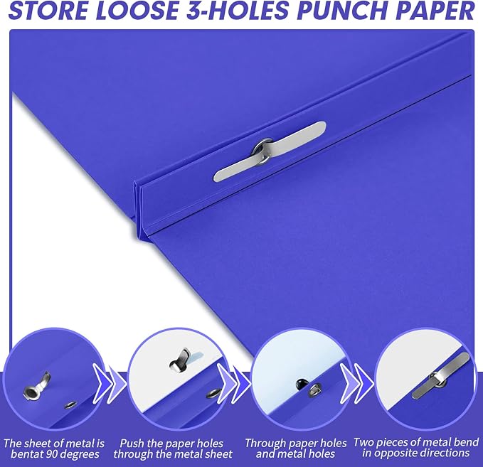 Two Pocket Folders, RAZCC 100 Pack Two Pocket with Prongs, 3 Prong Pocket Folders Letter Size, Paper Folders with Prongs for School Office Home Business, Assorted 5 Colors - Image 5