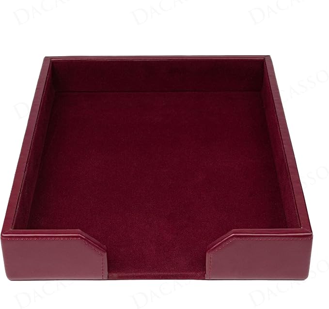 Dacasso Burgundy Bonded Leather Luxury Letter Tray Holder & Paper Organizer for Desk - Executive Desk Decor & Office Organization Essential by Dacasso