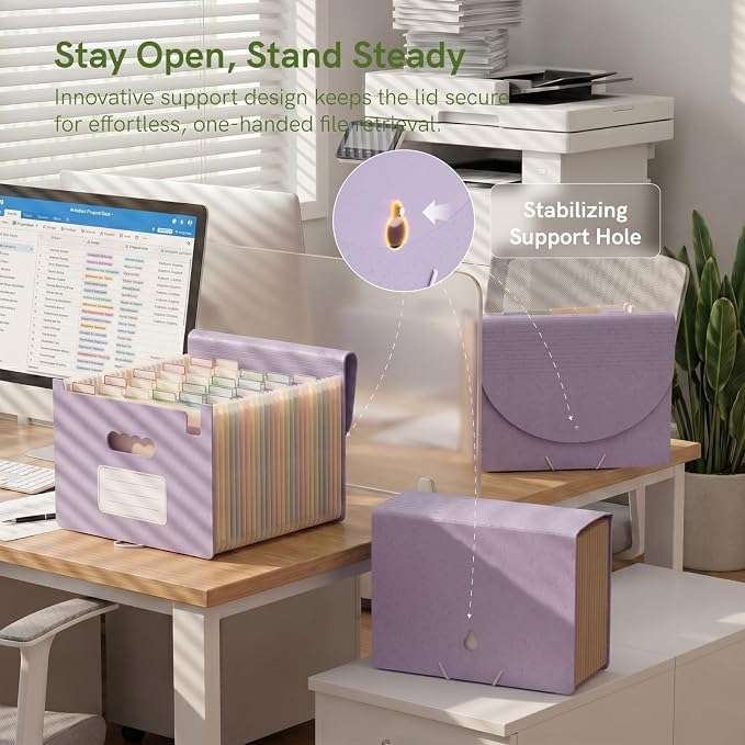 ABC life 26 Pockets Accordion File Organizer, Dusty Lavender | Expanding File Folder for Letter/A4 Size, Portable Document Holder with A-Z Tabs for Tax Receipt, School, Home, Office - Image 4