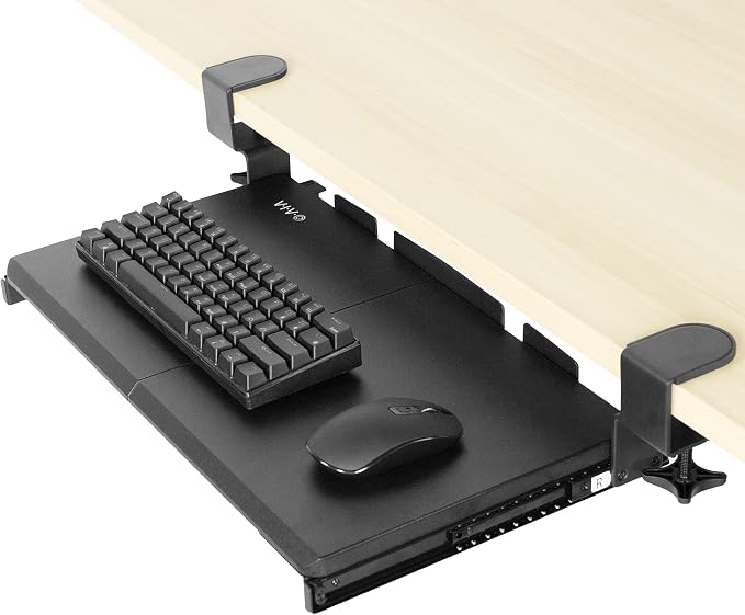 VIVO Small Keyboard Tray, Under Desk Pull Out with Extra Sturdy C Clamp Mount System, 20 Inches (26 Inches Including The Clamps) x 11 Inches Slide-Out Platform Computer Drawer for Typing, Black, | Keyboard Tray for Typing, Slide Out Platform, Extra Stu... by Unknown