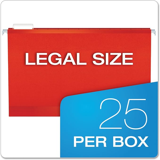 Pendaflex Extra Capacity Reinforced Hanging File Folders, 2", Legal Size, Red, 1/5 Cut, 25/BX (4153x2 RED) - Image 6