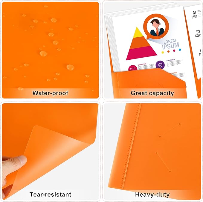 Officygnet 36 Packs 2 Pocket Folders, Bulk Durable Heavy Duty Plastic Folders for School and Office Supplies, Multicolor Two Pocket Folder for Letter Size Paper, 6 Colors - Image 4