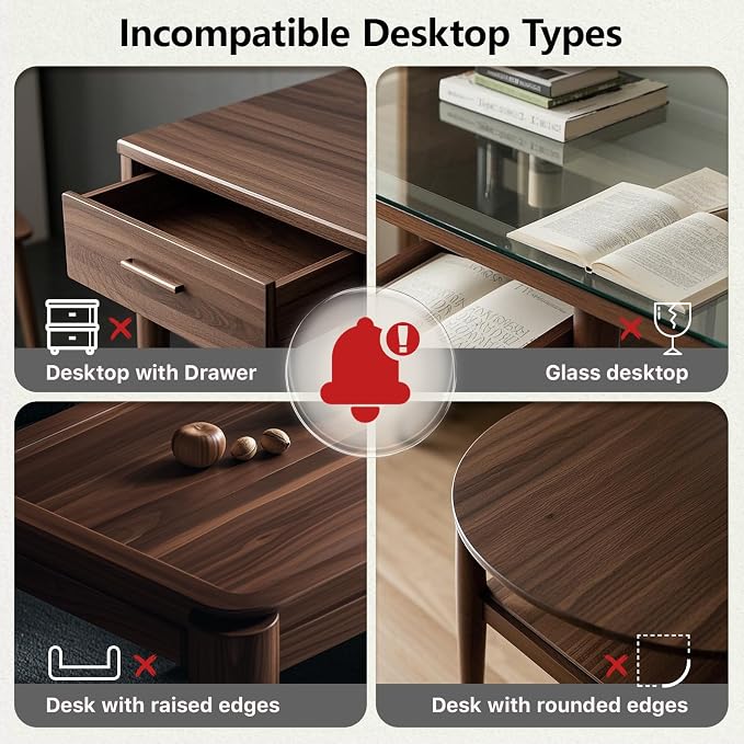15.7"×7.5" Clamp-on Desk Extender, Monitor and Laptop Riser | Heavy-Duty Side/Top Desk Organizer Shelf, Adjustable Desktop Storage for Office Accessories, Light Wood - Image 8
