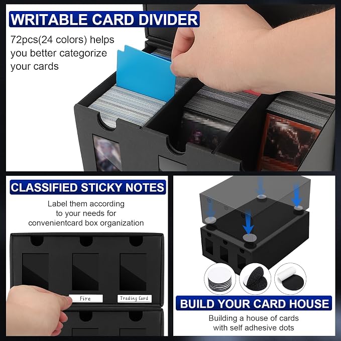 AOBOPLE Card Storage Box,24000+ Cardboard Trading Card Boxes with 72 Card Dividers,Labels and Tape,Bulk Card Storage for MTG TCG PTCG Commander Display - Image 4