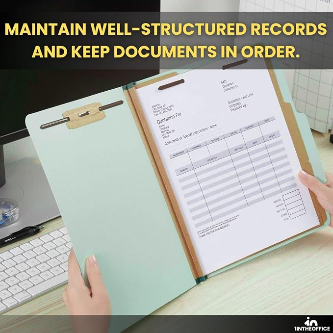 1InTheOffice Classification Folder 2 Dividers Letter Size Green, Pressboard Classification Folders, 2.5" Expansion, 20 Pack - Image 6