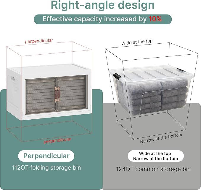 448QT Lockable Storage Bins with Lids - Stackable Storage Cabinet with Doors and Wheels, Collapsible Plastic Organizer and Containers for Bedroom Dorm Office Garage, 4 Pack Cubes | Stackable Organizer with Doors & Wheels, Foldable Containers for Bedroo... - Image 4
