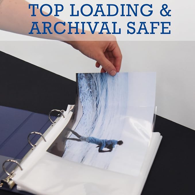 Samsill 50 Pack Full Page Photo Storage for 8x10 Photos, 8.5x11 Inch Clear Sheets Fit in Standard 3 Ring Photo Album, Top Loading, 100 Pictures Total - Image 4