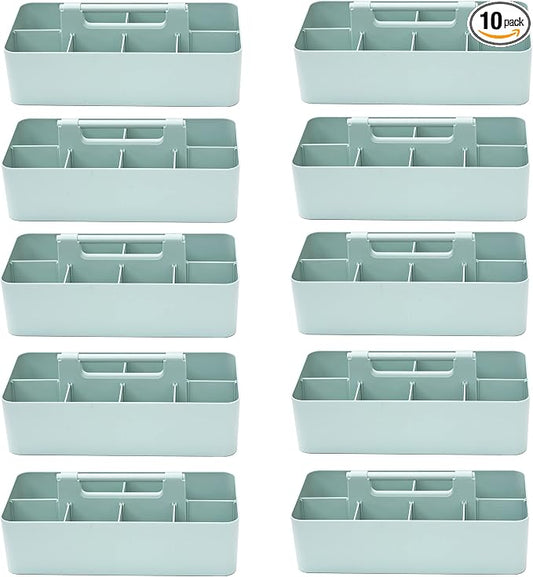 -Large Portable Caddy, DIY Dividers, 8 Compartments, School Office Supplies Home Business Organizer,Portable Basket with Handle Storage Organizer Modern Made in USA (10 PACK, Mint) by EnjoyOrganizer