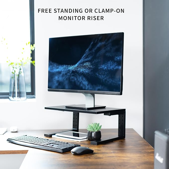 VIVO Clamp-on 15 inch Desk Extension Shelf for Gaming Devices, Ergonomic Computer Monitor and Laptop Riser, Printer Stand, Versatile with Freestanding Feet Included, Desktop Organizer, DESK-SHELF15B - Image 6