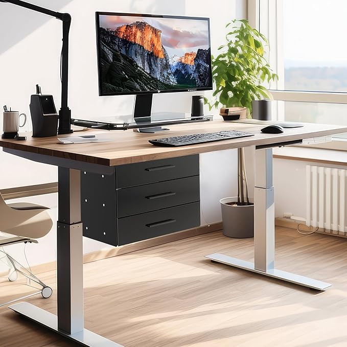 16'' Under Desk Drawer Slide-out Steel Under Counter Drawers Storage Organizer Large Hidden Pull-out Tray for Table Desks Home Office Workstation(Black,3 Layer) - Image 4