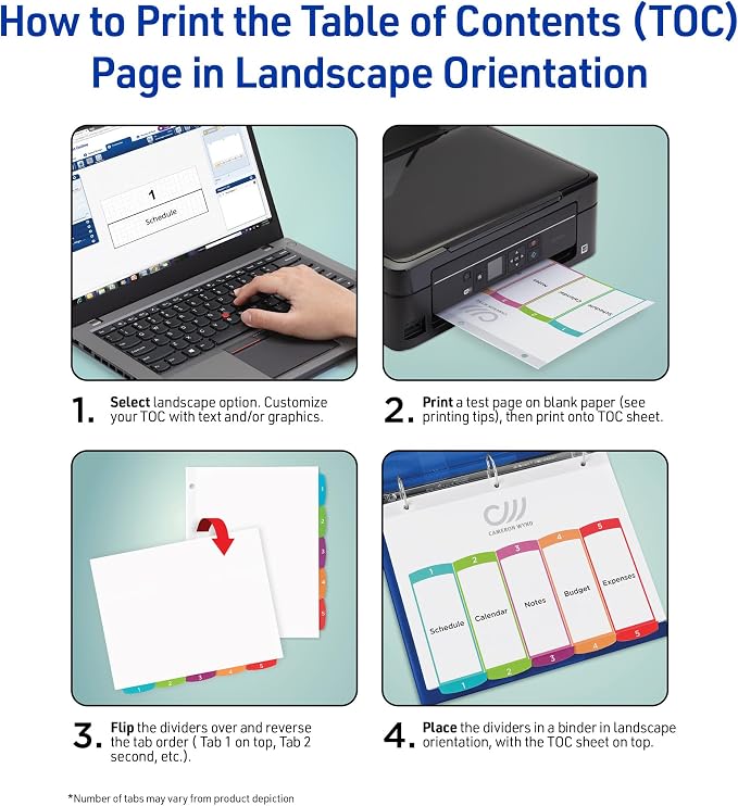 Avery A-Z Dividers for 3 Ring Binders, 26 Tabs per Set, Customizable Table of Contents, Multicolor Arched Tabs, Great for Organizing Reports, Projects, and More (12 Sets of 11844) - Image 8