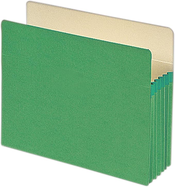 Smead File Pocket, Straight-Cut Tab, 5-1/4" Expansion, Letter Size, Green, 10 per Box (73236) - Image 3