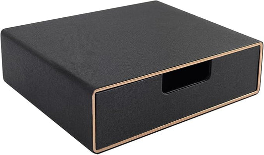 Stackable Organizer Drawer PU Leather Classic Handmade,Organize Home Office Desk Accessories and Sort Letter-Size Paper/a4 Document,Desk Caddy with Drawers Storage Box,13.1x10x3.7inches,Black by RHCSZ