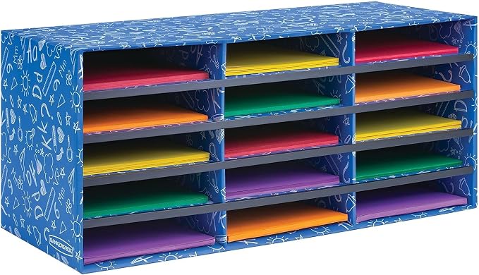 Bankers Box 15-Compartment Literature Sorter, 28.5" x 12.375", Blue | Turn paper piles into organized workflows with durable compartments that keep mail, forms, and projects easy to find. - Image 3