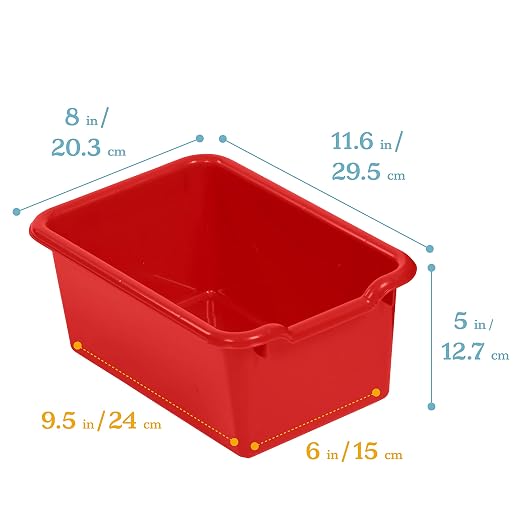 ECR4Kids Scoop Front Storage Bin, Multipurpose Organization, Red, 5-Piece - Image 2