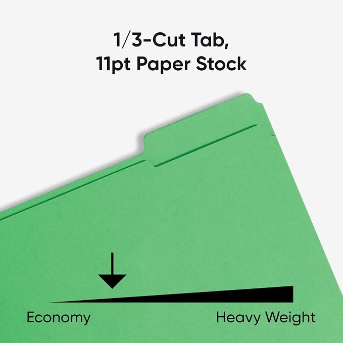 Smead Fastener File Folders, Reinforced 1/3-Cut Tabs, 2 Fasteners, Letter Size, Green, 50 per Box (12140) - Image 5