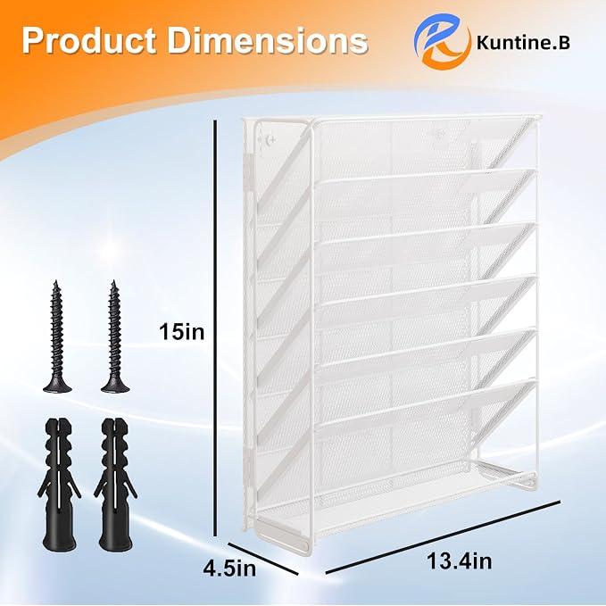 Kuntine.B Wall File Organizer Office Hanging Magazine Holder Wall File Organizer for Office Home - Image 2