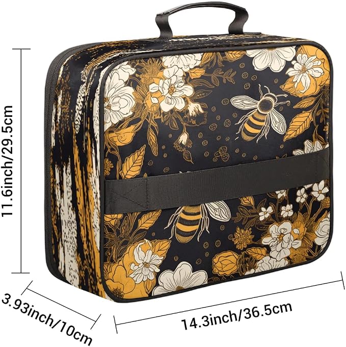 File Organizer Bees Flowers Theme Document Organizer with Handle Portable File Organizer Bag Home Travel Storage Bags for Files Laptop Certificates - Image 3
