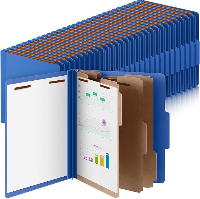 Skyygemm 72 Pcs Classification Folder Letter Size, 3 Divider File,Dark Blue | Back to School Supplies, Pressboard File with Fastener, Expanding Organizer Bulk for School Teacher, Office Employee, Staff by Skyygemm