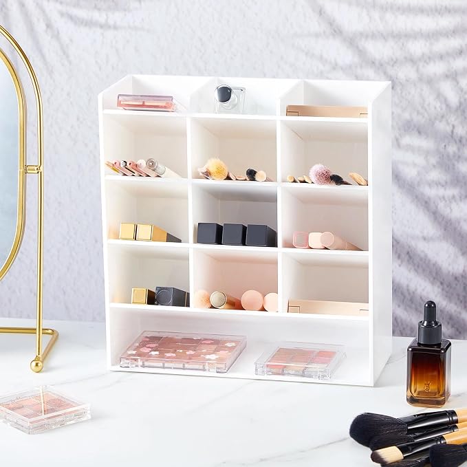 MotiMind Acrylic Pen Organizer Storage for 150 Markers Vertical Marker Organizer Acrylic Pen Display Holder for Office Desk Desktop Stationery Pencil Storage, White, 10.2 x 4 x 9.8 Inch - Image 5