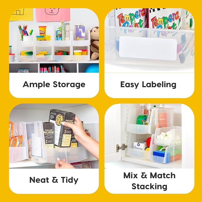 IRIS USA 8-Pack, Medium Clear Stackable Storage Bins | Organize snacks, cans, coffee pods, craft supplies, and household essentials with clear visibility and easy access - Image 3
