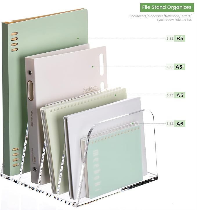 YUXUN Desk File Organizer,4-Section Clear Acrylic Desk Organizer,Vertical File Sorter Holder Organization for Office School & Classroom - Image 4