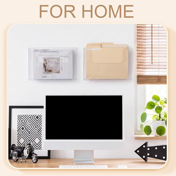 Ripeng 4 Pack Brochure Holder Wall Mount 11 x 8.5 Inch Clear Flyer Stand Acrylic Magazine Booklet Display Stand Plastic File Mail Literature Pamphlet Holder for Paper Organizer Rack Display Horizontal - Image 7