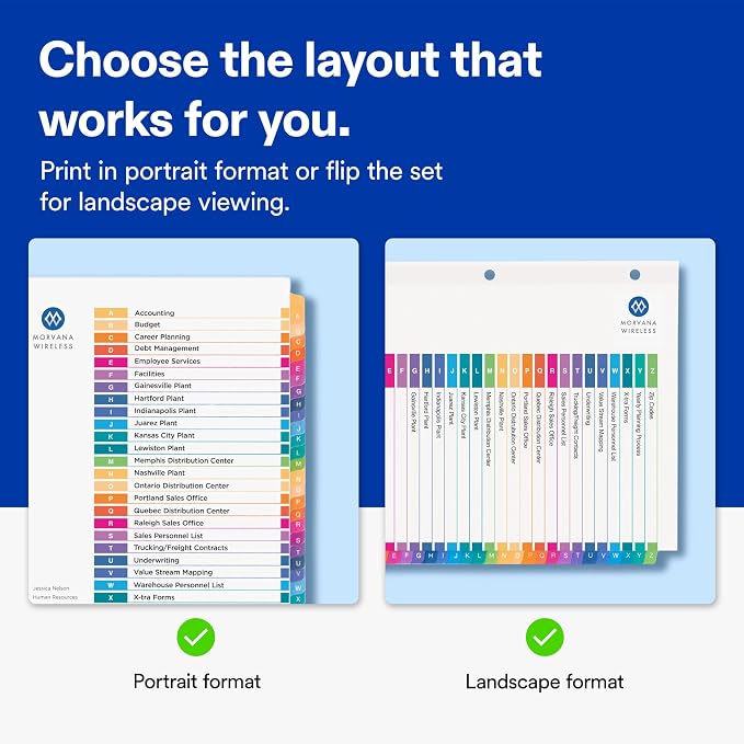 Avery A-Z Dividers for 3 Ring Binders, 26 Tabs per Set, Customizable Table of Contents, Multicolor Tabs, Great for Organizing Reports, Projects, and More (12 Sets of 11125) - Image 3