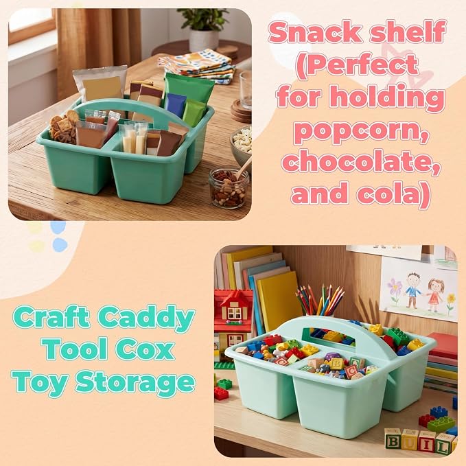 Kathfly 6 Pack Classroom Caddy Organizer with Handle, Plastic Art Craft Cleaning Caddy Bulk, Small Multipurpose Supply Organization Storage Basket for Table Desk Office Pencil Teacher (Morandi Color) - Image 7