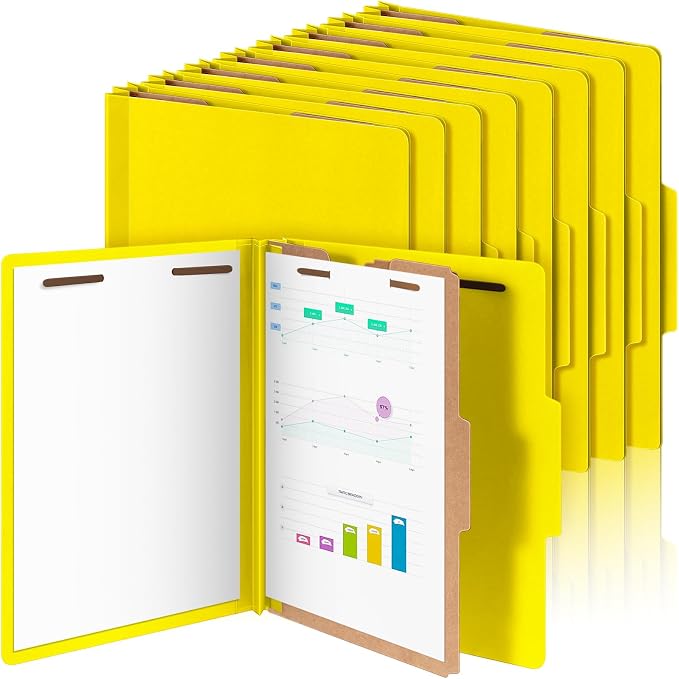 Skyygemm 24 Pcs Classification Folder Letter Size, 1 Divider,Yellow | Back to School Supplies, File Organizer with Fastener, Expanding File Organizer Bulk for Office Employee, Staff, Teacher by Skyygemm