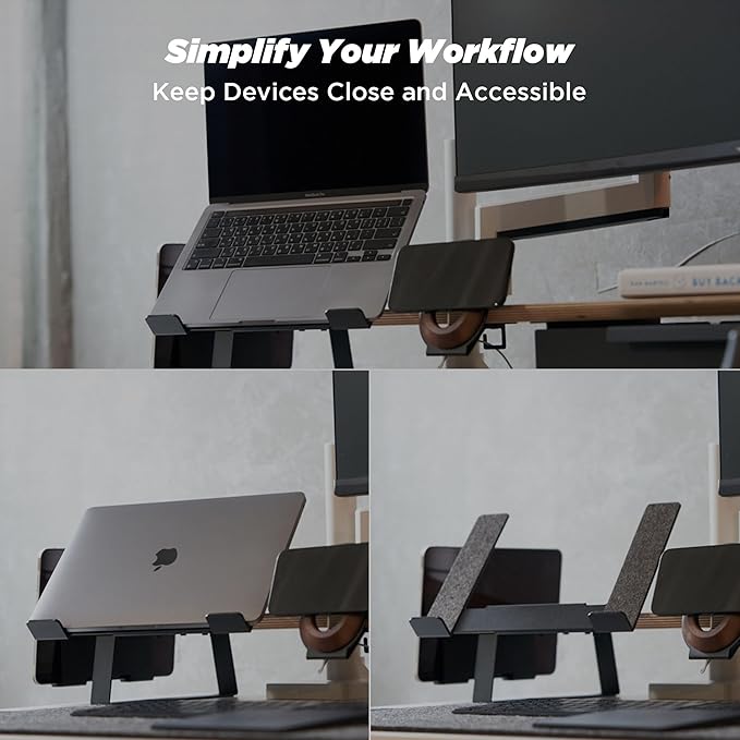 Moodular Laptop Tray Stand Add-On for Slide Rails, Do Not Use Alone | Accessory Only, Ergonomic Height, Swivel Adjustable, Quick Setup & Removal, Secure & Sturdy, Felt Padding, Black, MSA-LT - Image 3