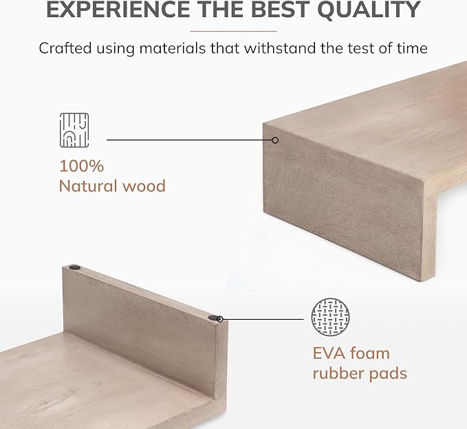 Anji Mountain Wooden Monitor Stand - Elegant Monitor Riser, Perfect Monitor Stand for Desk Organization, Durable Wood Construction monitor stands, Enhances Ergonomics and Workspace Efficiency,Biscotti - Image 2
