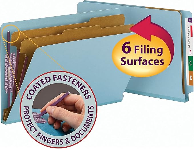 Smead End Tab Classification Folder, Legal, Straight, 2 Dividers, Blue, 10 per Box (29781) - Image 9