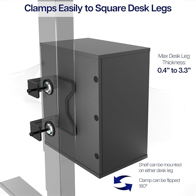 VIVO Black Clamp-on Desk Leg Shelving Unit, Storage Shelves, DESK-SHELF3CL | Multi-Level Storage, Office Accessory Holder for Supplies, Gaming Devices, and More, Workstation Organizer - Image 5