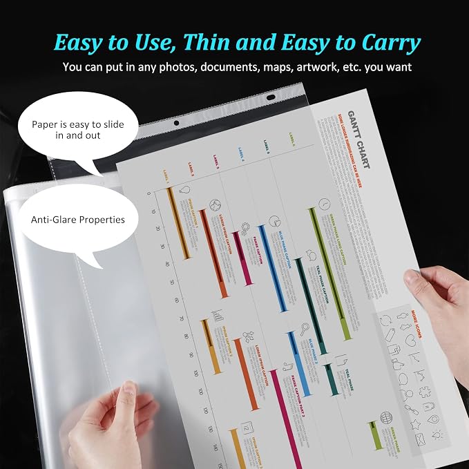 Glenmal 400 Pack Sheet Protectors 11 x 17 Inch 3 Hole Clear Heavy Duty Page Protectors for 3 Ring Binder, Plastic Sleeves for Binders - Image 3