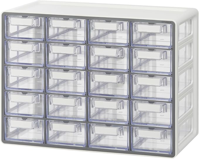 Blue Ginkgo 20-Drawer Storage Cabinet Organizer, Grey, Made in Korea | Stackable. Adjustable. Easy Visibility. by BLUEGINKGO