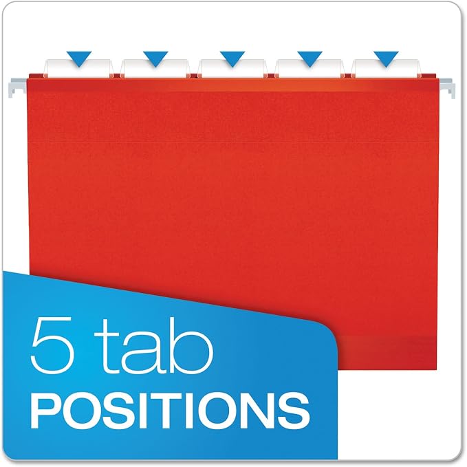 Hanging Folder, Reinforced, Bright Colors, 1/5 Tab, Letter, 25/Box (ESS415215AST) - Image 4